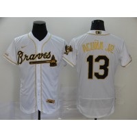 Ronald Acuña Jr. White & Gold Atlanta Braves Baseball Jersey