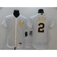 Derek Jeter White & Gold New York Yankees Baseball Jersey