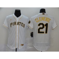 Roberto Clemente White & Gold Pittsburgh Pirates Baseball Jersey
