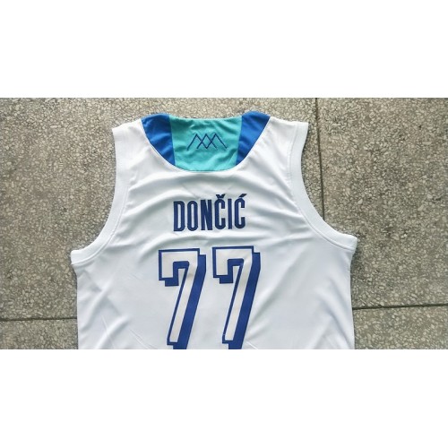 Swingman】Men's New Original Slovenia #77 Luka Doncic Jersey Heat-pressed  White
