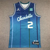 LaMelo Ball Charlotte Hornets 2021-22 City Edition %Jersey with 75th Anniversary Logos