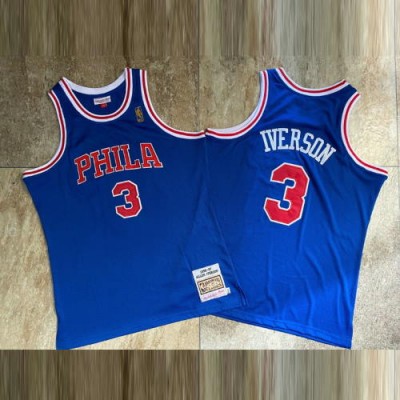 Allen Iverson Mitchell & Ness Philadelphia 76ers 1996-97 Rookie Season Blue Jersey - Super AAA
