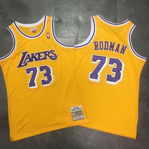 Dennis Rodman Mitchell & Ness Los Angeles Lakers 1998-99 Yellow Jersey -  Super AAA