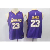 LeBron James Los Angeles Lakers 2017-18 Purple Kids/Youth Jersey