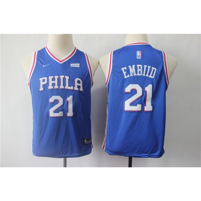 Joel Embiid Philadelphia 76ers Blue Kids/Youth Jersey