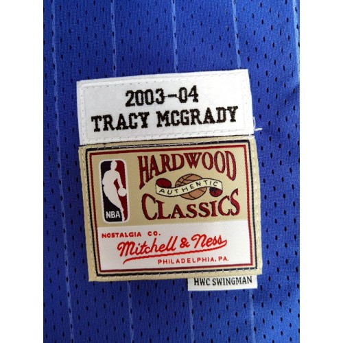 Mitchell & Ness Tracy McGrady Orlando Magic 2003-04 Men's Black Pinstripe Swingman Jersey