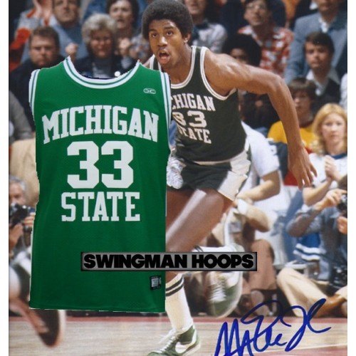 Magic Johnson 33 Michigan State College Green Basketball Jersey - Kitsociety