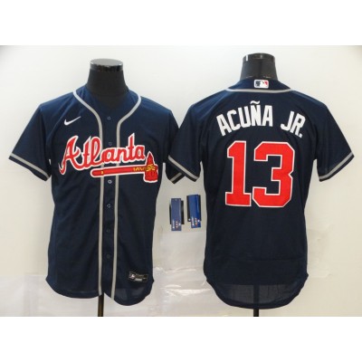 Ronald Acuña Jr. Atlanta Braves Navy Blue Baseball Jersey Ronald Acuña Jr. Atlanta Braves Navy Blue Baseball Jersey