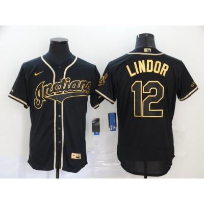 Francisco Lindor Black & Gold Cleveland Indians Baseball Jersey