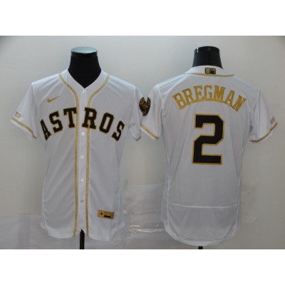 Alex Bregman White & Gold Houston Astros Baseball Jersey