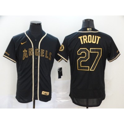 Mike Trout Black & Gold Los Angeles Angels Baseball Jersey