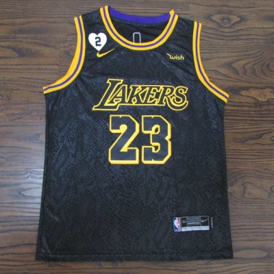 LeBron James 2020 Black Mamba Los Angeles Lakers Jersey with Gigi Bryant Heart Patch