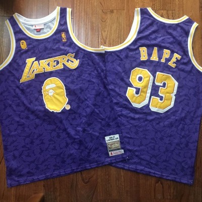 BAPE X Mitchell & Ness Special Edition Los Angeles Lakers Purple Jersey - Super AAA Version