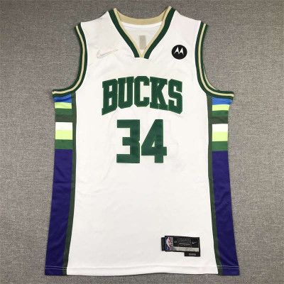 Giannis Antetokounmpo Milwaukee Bucks Jersey 2021-22 City Edition with 75th Anniversary Logos