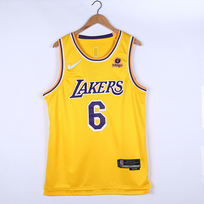 LeBron James Los Angeles Lakers 2021-22 Yellow Jersey with 75th Anniversary Logos