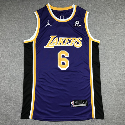 LeBron James Los Angeles Lakers Purple Statement  Jersey 2021-22 Updated Sponsor Logo