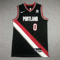 Damian Lillard Portland Trail Blazers Black Jersey with 75th Anniversary Logos