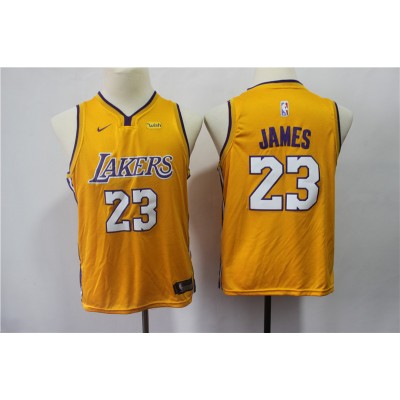 LeBron James Los Angeles Lakers 2017-18 Yellow Kids/Youth Jersey