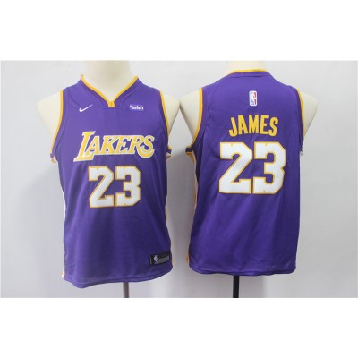 LeBron James Los Angeles Lakers 2017-18 Purple Kids/Youth Jersey