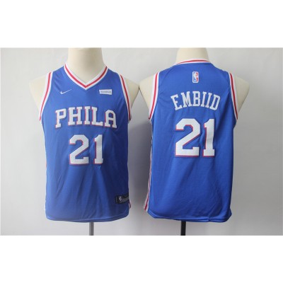 Joel Embiid Philadelphia 76ers Blue Kids/Youth Jersey Joel Embiid Philadelphia 76ers Blue Kids/Youth Jersey