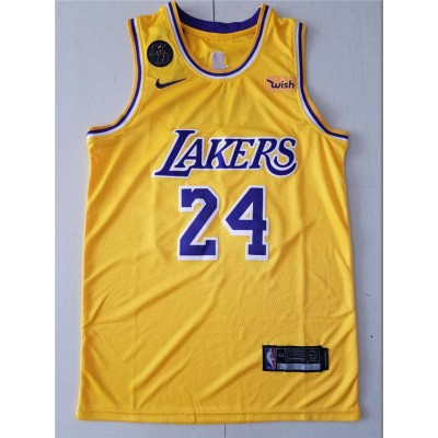 Kobe Bryant #24 Los Angeles Lakers 2019 Yellow Jersey with KB Patch