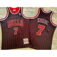 Toni Kukoc Mitchell & Ness 1995-96 Chicago Bulls Black with Red Pinstripes  Jersey - Super AAA