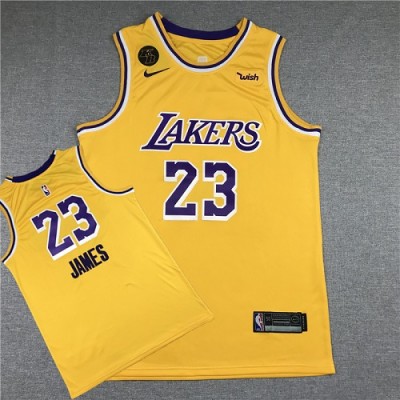 LeBron James Los Angeles Lakers Yellow Jersey with KB Memorial Patch