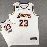 LeBron James Los Angeles Lakers White Jersey with KB Memorial Patch