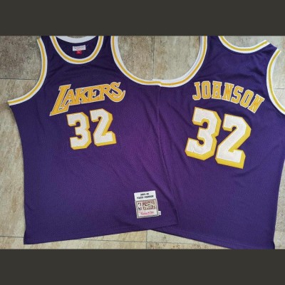 Magic Johnson Mitchell & Ness Los Angeles Lakers 1984-85 Purple Jersey - Super AAA Magic Johnson Mitchell & Ness Los Angeles Lakers 1984-85 Purple Jersey - Super AAA