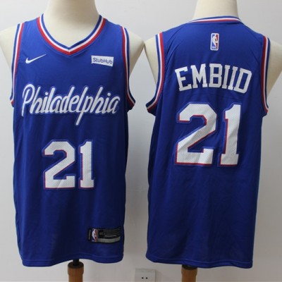 Joel Embiid 2019-20 Philadelphia 76ers Blue Jersey Joel Embiid 2019-20 Philadelphia 76ers Blue Jersey